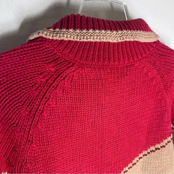 NEW The Great. The Ranch Cardigan Zip Sweater Nude Red Sz 1 S - Picture 5 of 11